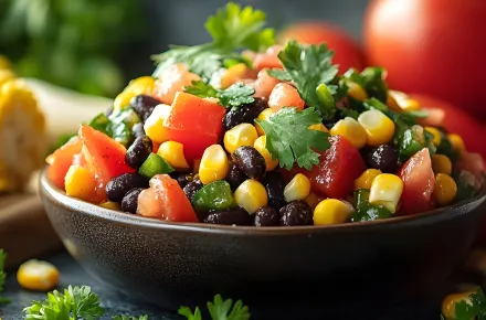 Bowl of corn and black bean salsa