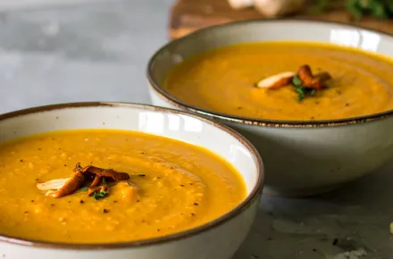Bowl of roasted pumpkin soup