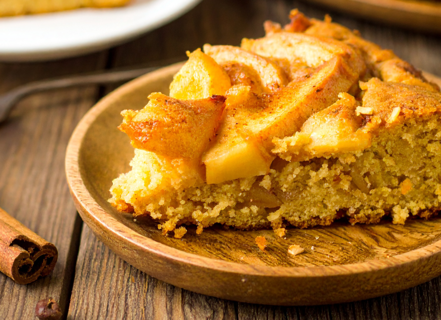 Apple Cinnamon Polenta Upside – Down Cake