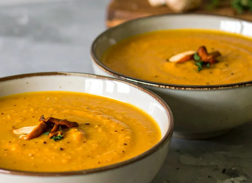 Bowl of roasted pumpkin soup