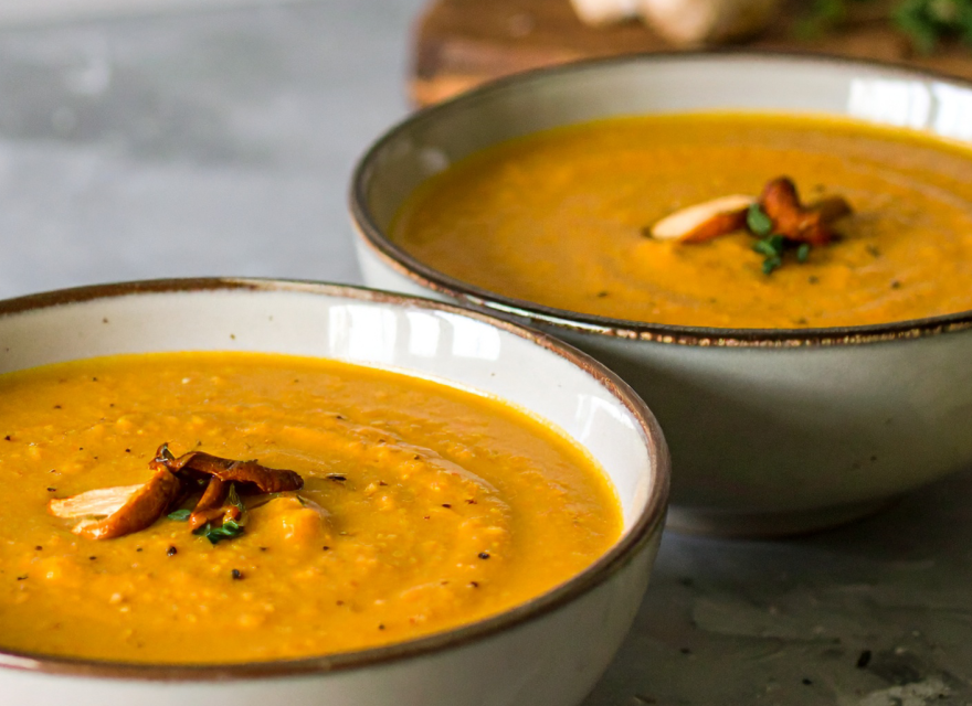 Bowl of roasted pumpkin soup