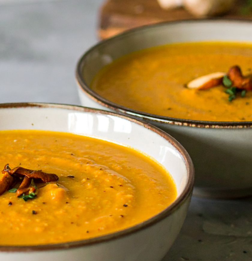 Bowl of roasted pumpkin soup