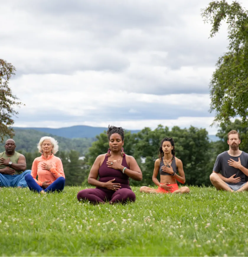 Outside meditating