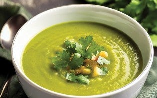 Bowl of green gazpacho
