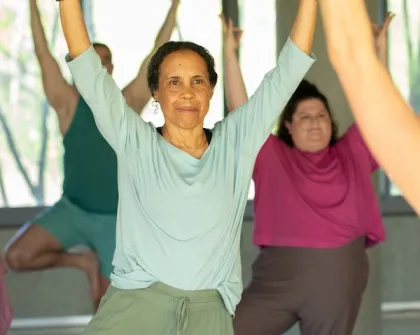 Indoors yoga class