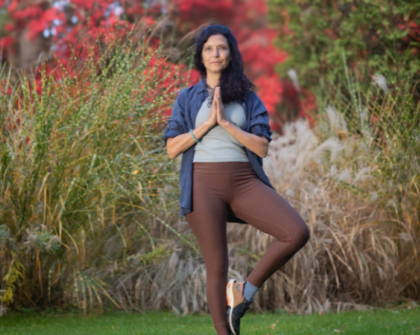 tree pose standing outside yoga
