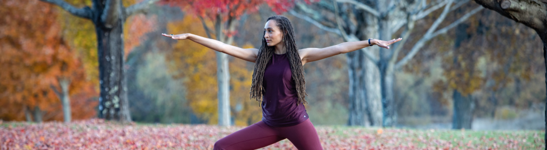 fall yoga shot outside
