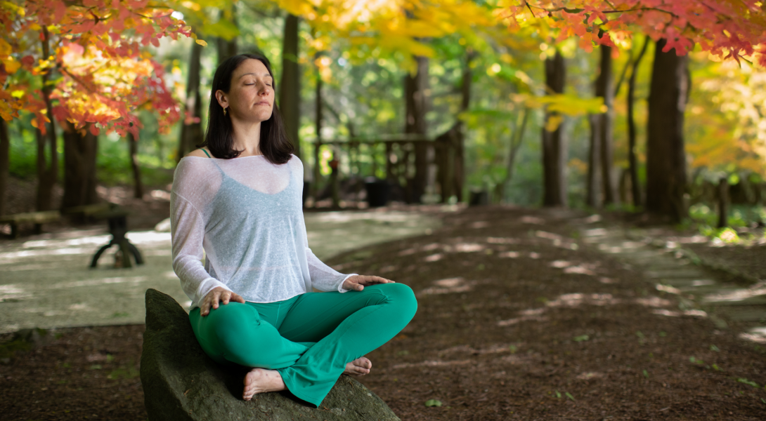 meditation outside fall solo