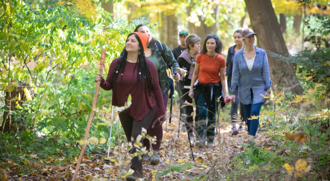 hiking in the fall at kripalu