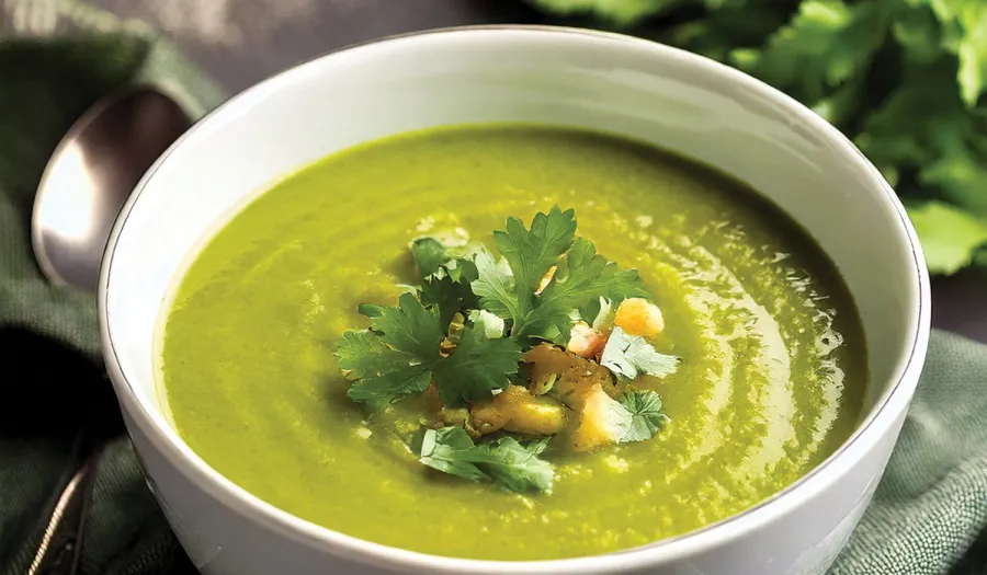 Bowl of green gazpacho