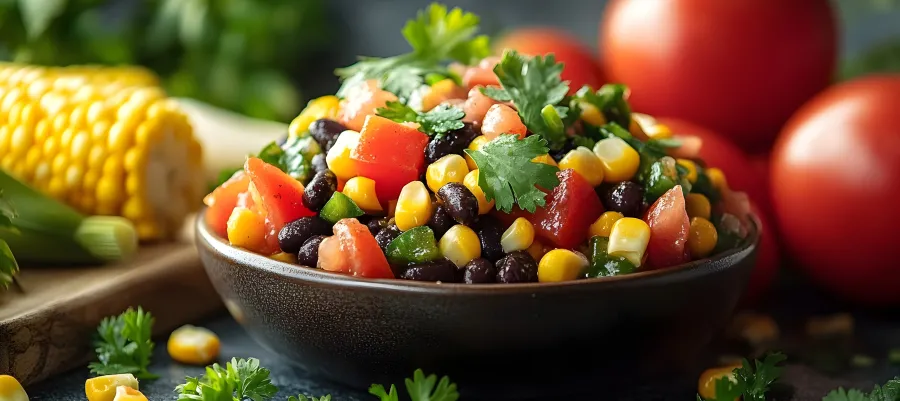 Bowl of corn and black bean salsa