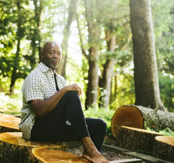 sitting in forest