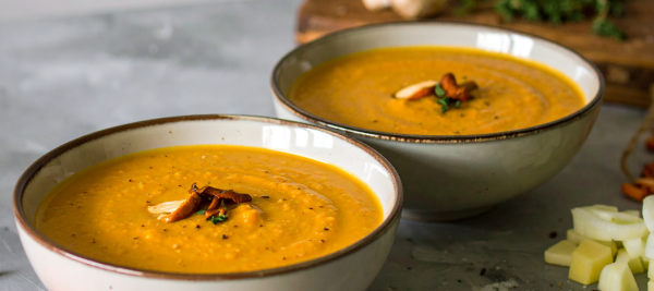 Bowl of roasted pumpkin soup