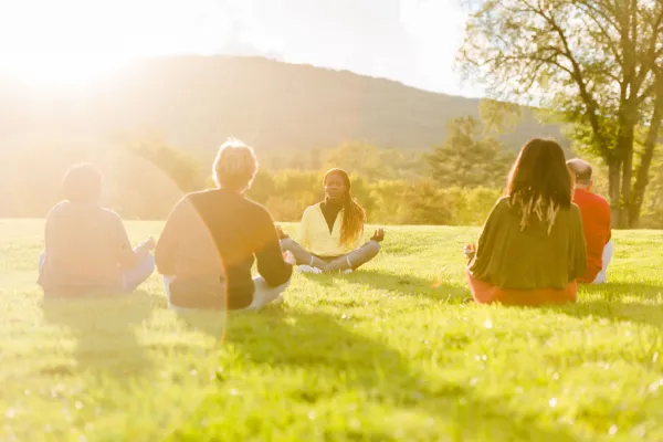 Outside yoga group