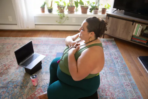 Inside yoga on computer