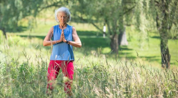 outside meditation woman