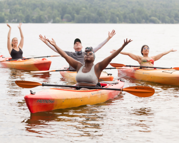 kayaking outside summer lake
