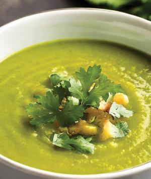 Bowl of green gazpacho