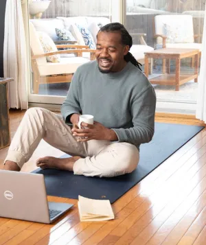 man looking at laptop