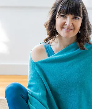 woman in blue sweater